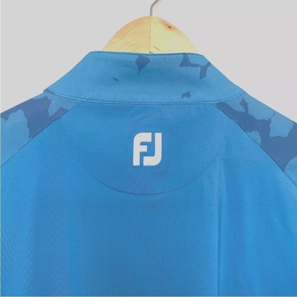 Footjoy 1/4 Zip Golf Midlayer Blue Camo Floral Pullover Mens Sz M - Picture 6 of 14
